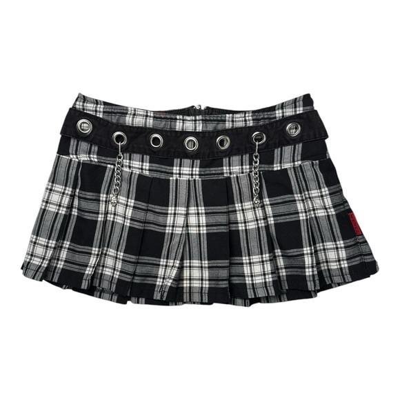 Tripp NYC Skull Detail Chains Plaid Mini Skirt